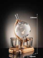 Empty Frosted Glass Globe Decanter With 4 Shot Glasses