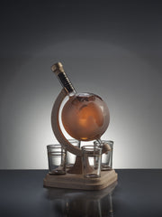 Handcrafted Globe Whisky Decanter with four glasses
