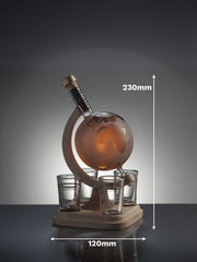 Handcrafted Globe Whisky Decanter with four glasses