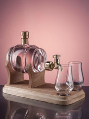 Empty Frosted Glass Globe Decanter With 4 Shot Glasses