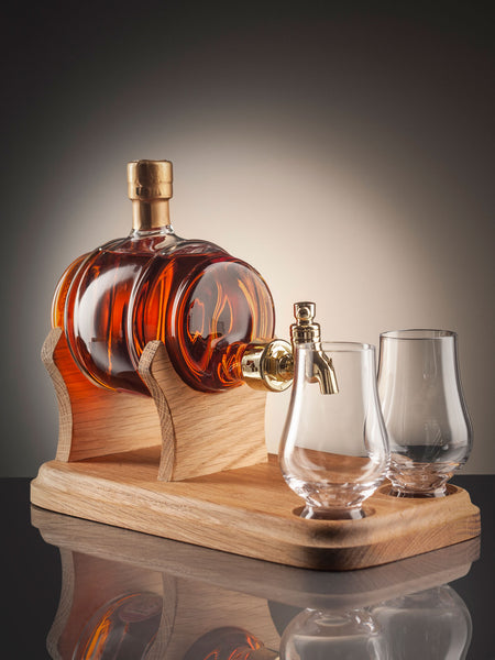 Fisherman Refillable Whisky Decanter With Tap & 2 Glasses 350ml