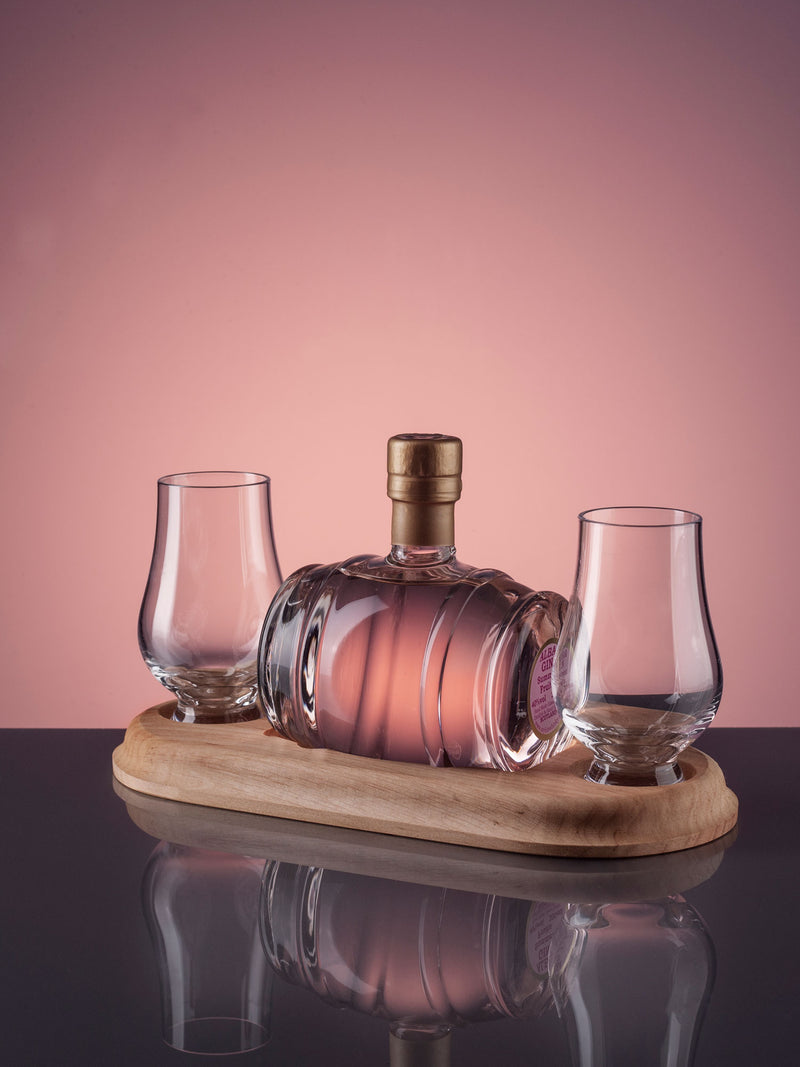  Mini Gin Barrel Decanter with two glasses