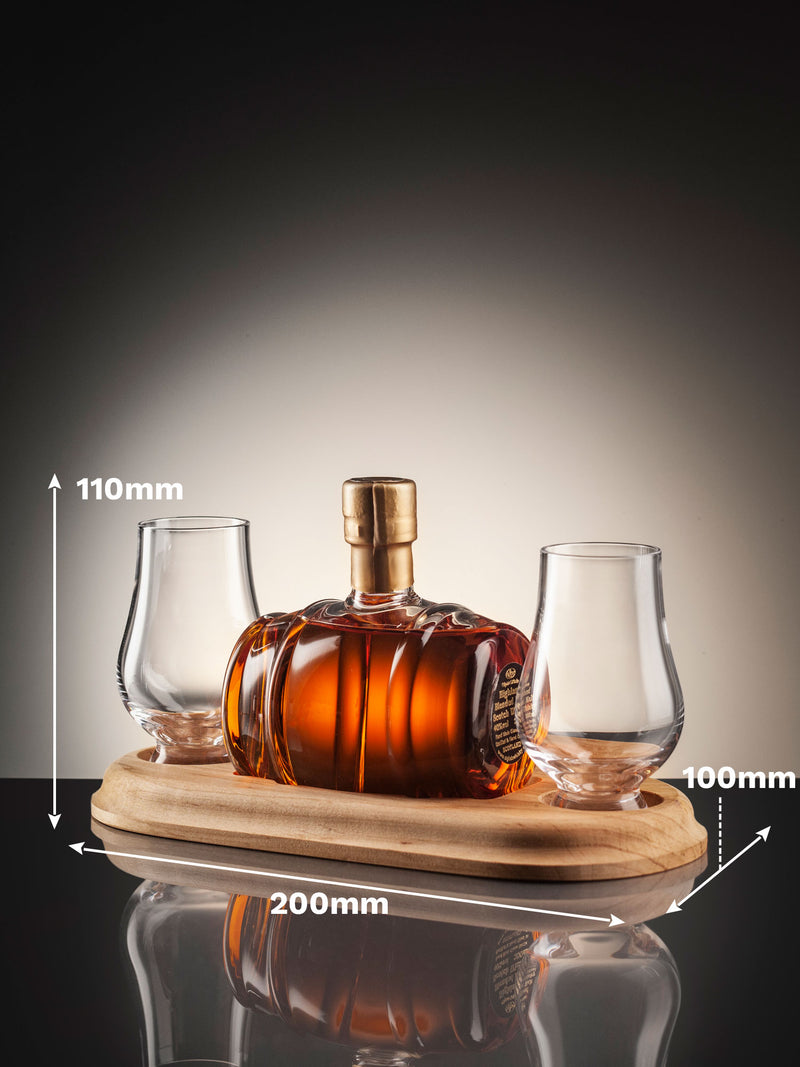 Mini Whisky Barrel Decanter with two glasses