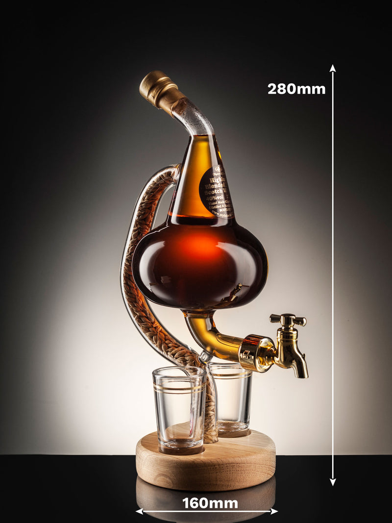 Pot Still Decanter with Tap and two glasses